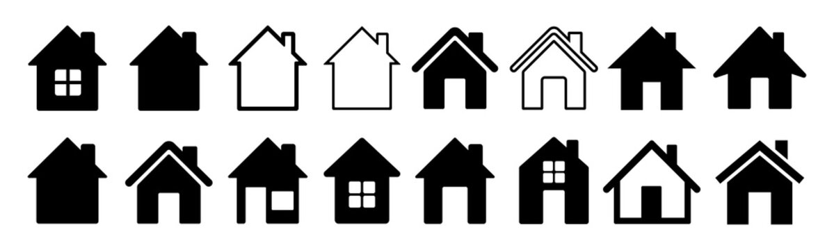 Home flat icon set vector illustration