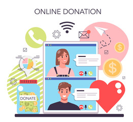 Charity online service or platform. People or volunteer donate