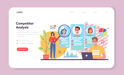 Competitor analysis web banner or landing page. Business competition