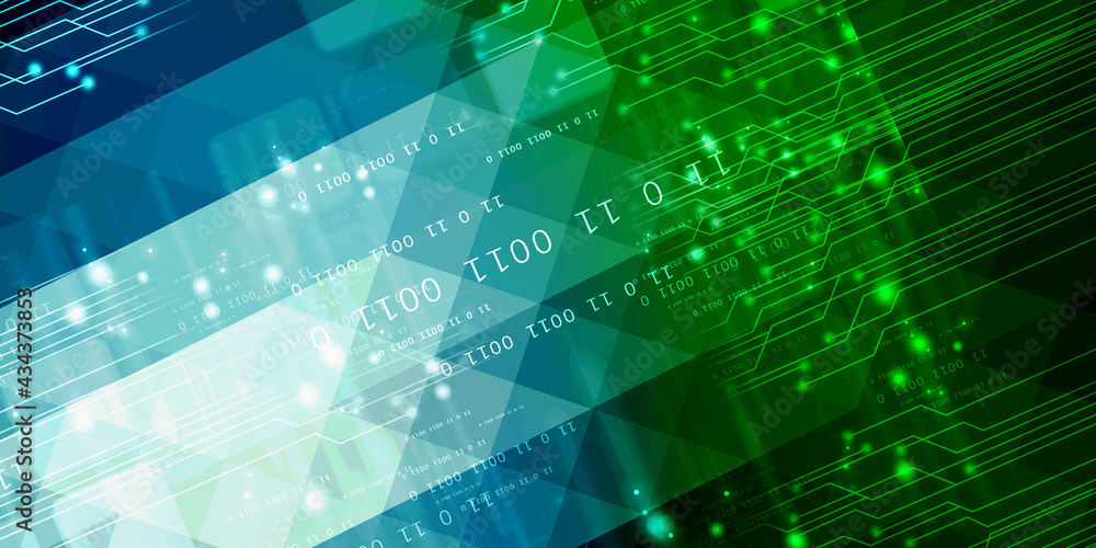 Poster 2d illustration abstract digital binary data on computer screen