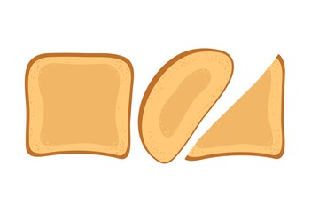Toast set. Bread pieces for sandwich. Lunch, dinner, breakfast snacks. Vector illustration isolated on white background. Flat design style for menu, cafe, restaurant, poster, banner, emblem, sticker.