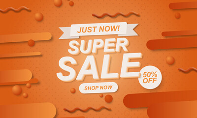 Orange sale banner background with rounded shapes. Abstract background.