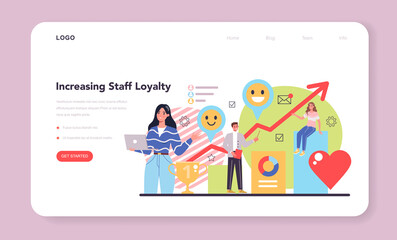 Employee loyalty web banner or landing page. Corporate culture