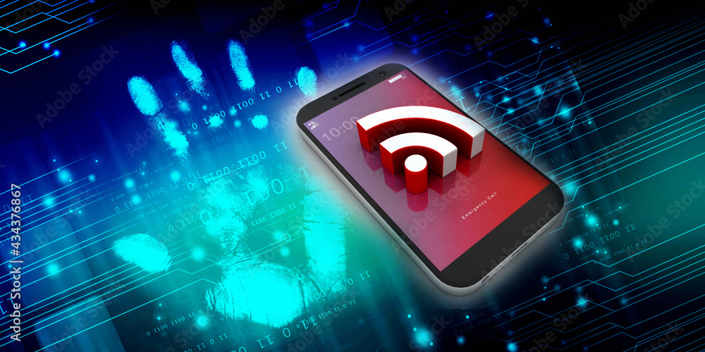 Aufkleber 3d rendering transmitter mobile wifi