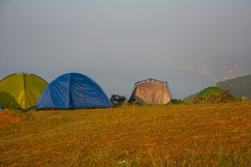 Camping in the green hills of Salalah- Oman