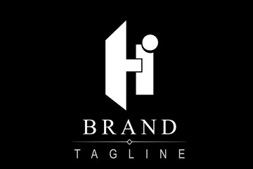 Simple Vector Logo Hi, White at Black Suitable for Hotel or Resort © Om Yos