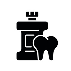 Mouthwash glyph icon. Dental services and therapy. Vector isolated black illustration.