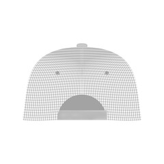 Design template, vector realistic white baseball cap front, back and side view isolated on background. Realistic back front and side view. Vector baseball cap front and side view.