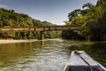 Naklejka premium canoe on the river