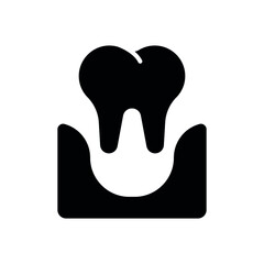 Tooth extraction glyph icon. Dental services and therapy. Vector isolated black illustration.