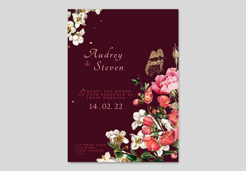 Editable Floral Wedding Invitation Card Template