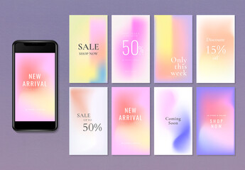 Social Media Marketing Banner Set with Colorful Background - Powered by Adobe