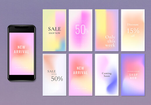 Social Media Marketing Banner Set with Colorful Background