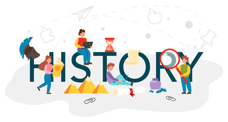 History typographic header. History school subject. Idea of science