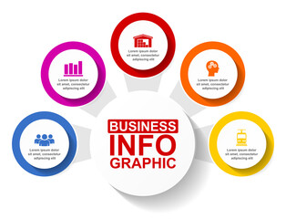 Infographic vector template for presentation, chart, diagram, graph, business concept with 5 options.