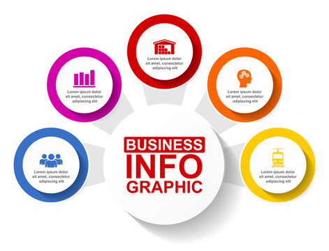 Infographic vector template for presentation, chart, diagram, graph, business concept with 5 options.