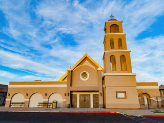 Sunny exterior view of the St Peter the Apostle