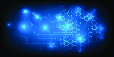 Abstract dark blue futuristic with hexagon network for digital modern technology background.vector illustrations.
