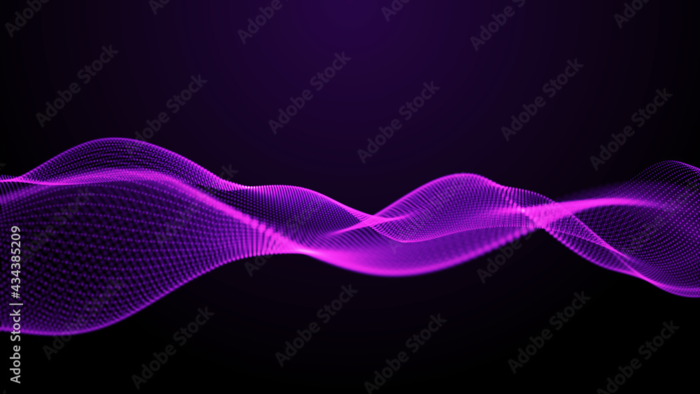 Poster abstract digital background. futuristic wave of dots and weave lines. digital technology. 3d renderi