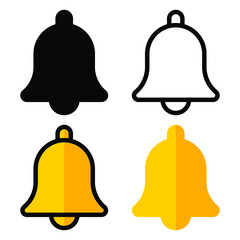 Collection of notification bell icon, Alarm icon vector isolated on white background.