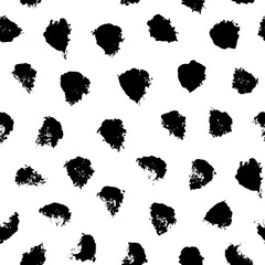 Polka dot grunge seamless vector pattern. Circle brushstrokes and rounded shapes. Hand drawn abstract ink background. Smears, circles, dots, splotches, blobs. Abstract wallpaper design, textile print
