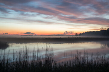Scenic aerial view to the low tide seacoast with the natural patterns of the sand bars in urba Pärnu area, Estonia