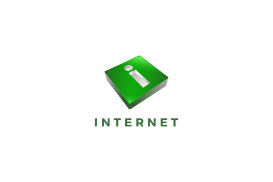 Letter i internet and software green company logo