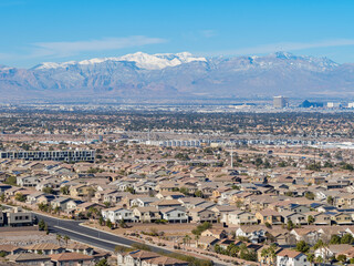 High angle view of the Vegas cityscape from Henderson View Pass