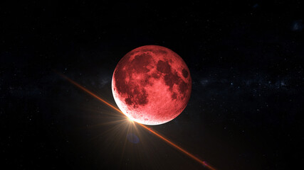 total lunar eclipse , october full moon , july super moon ,black moon , pink moon , april full moon , the strawberry full moon , super flower blood moon , snow moon , eclipse 3d illustration © SN