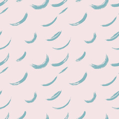 Pink seamless pattern with blue brush strokes