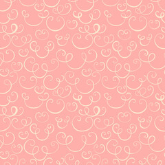 Pink seamless pattern with scrolls and swirls