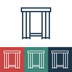 Line icon window with curtain