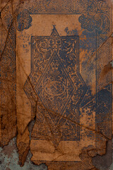 Background or texture of Old Vintage Antique Aged Rarity Book Cover .