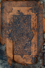 Fototapeta na wymiar Background or texture of Old Vintage Antique Aged Rarity Book Cover .
