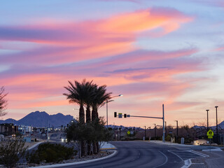 Beautiful afterglow, clouds and some residence building at Henderson