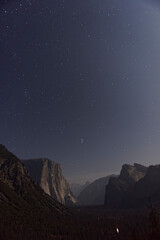 Perfect night view into Yosemite Valley