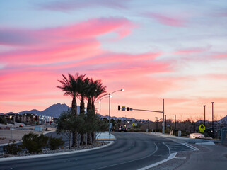 Beautiful afterglow, clouds and some residence building at Henderson