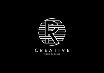 Letter R Monogram linked striped circle, Interesting concept looks abstract