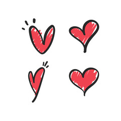 Heart doodles. Hand drawn hearts collection. Love illustration designs.