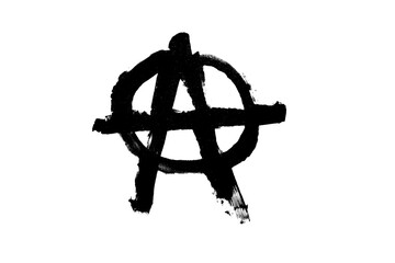 black symbol of anarchy is isolated against a white background