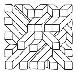 Chaotically arranged square beams in doodle style as background, texture, pattern. Hand Drawn.