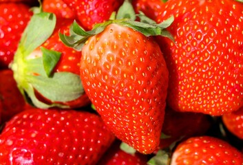 Fresh box of strawberries in natural light