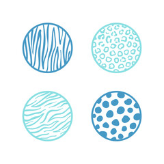 Colorful vector animals pattern illustrations in circle shapes