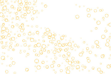 Golden air Bubbles, oxygen, champagne crystal clear isolated on white background modern design. Vector illustration of EPS 10.