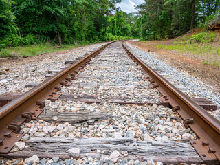 railroad tracks in the countryside