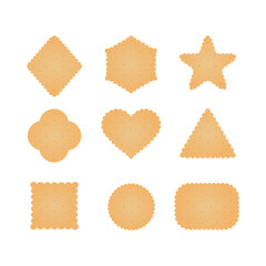 Shortbread cookies of various shapes on a white background.
