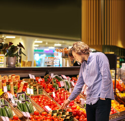 Man buying fruits and vegetables  at the market