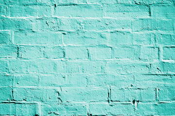 Teal turquoise brick wall background