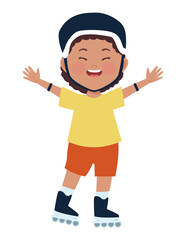 afro girl practicing skates