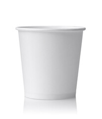 Front view of white blank paper sampling cup